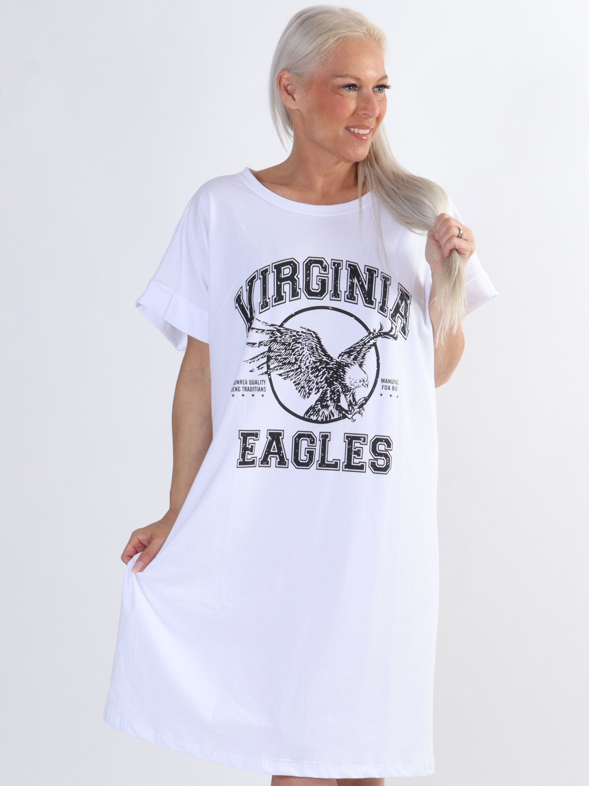 Virginia - Blød plus size t-shirt kjole med motiv